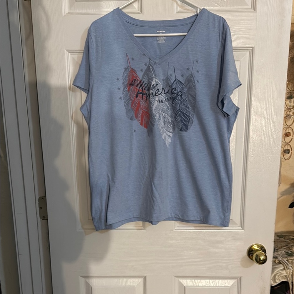 Blue Boxy Cap Sleeve T-Shirt